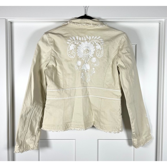 VTG Y2K Floral Embroidered Denim Jacket Blazer Boho Cottage Western Women's 8‎ - Picture 4 of 9